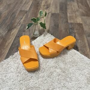 Jeffrey Campbell Size 7 Orange Crisscross Strap Jelly Bubblegum Platform Sandals